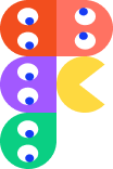 Figma logo built of Pacman and Ghosts